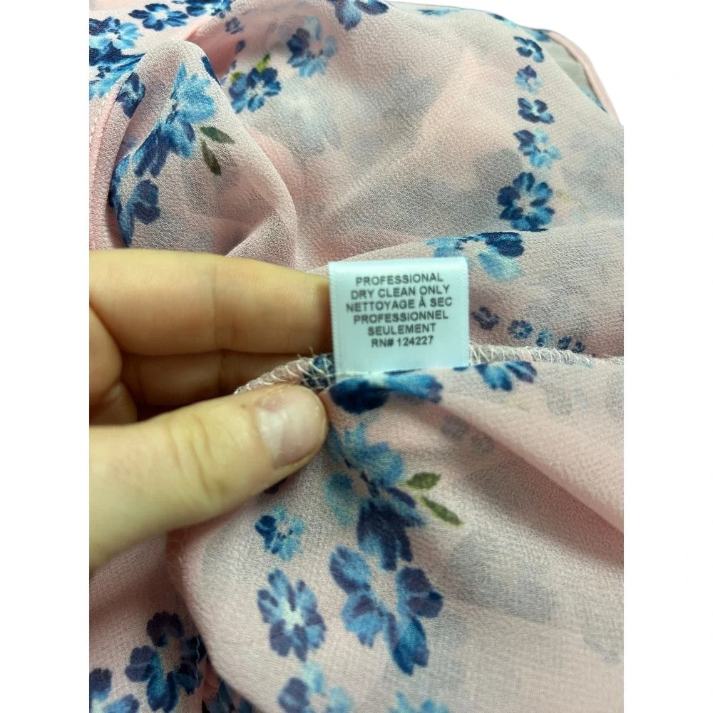 Misa Elle Kids Pink Blue Floral Long Sleeve Ruffle Tiered Dress Size 16‎